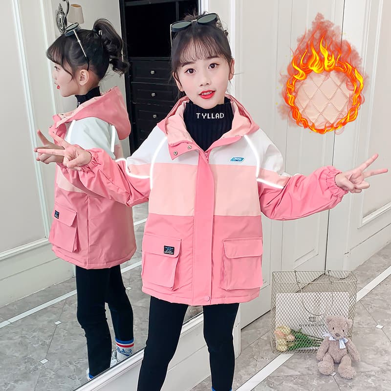 2025 Girls' Winter Wear New Edition Thickened Mountaineering Jacket Outdoor Sports Coat Windproof Quilted Outerwear