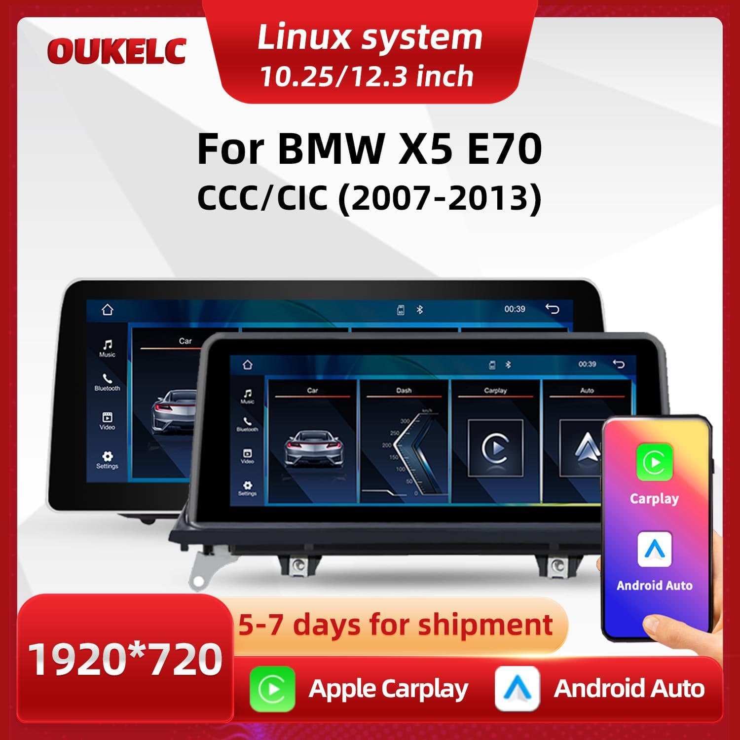 Suitable for BMW X5 E70 car central control large screen navigation Carplay reversing image all-in-one player