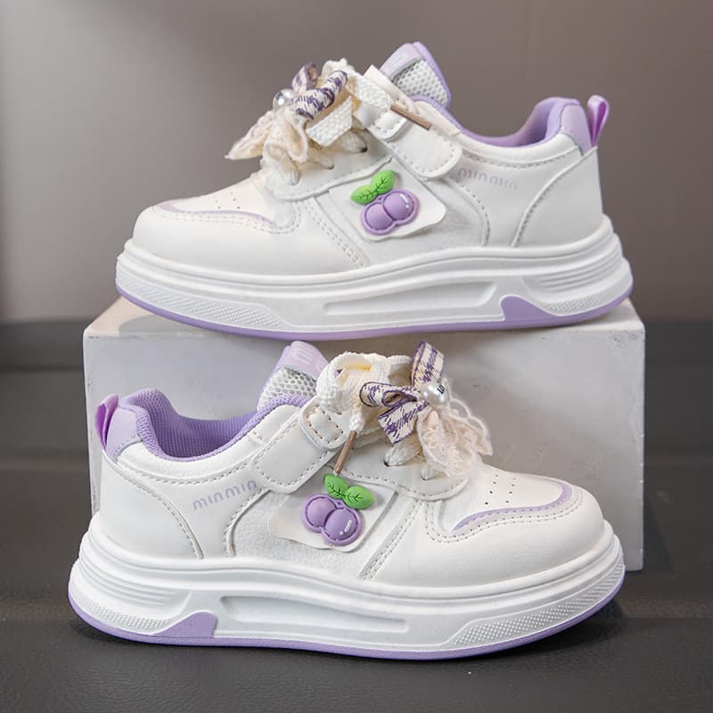 Children's Skate Shoes Low-Top Girls White Shoes Spring New Cute Casual Shoes Anti-Slip Soft Sole Middle Big Kids Sports Shoes