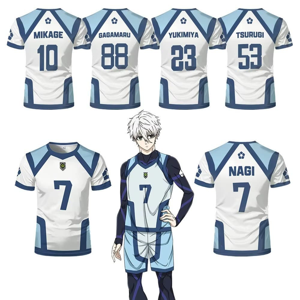 Japanese Anime Blue Lock Season 2 Soccer Jersey Men's T-Shirt Round Neck Sports Top Short Sleeve Casual 3D Print