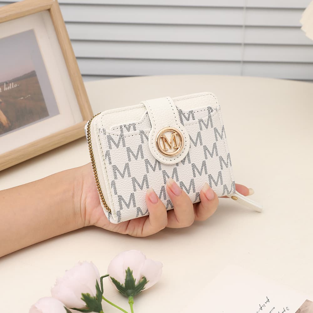 New Short PU Two-Fold Letter Print Multi-Card Holder European and American Style Short Wallet Cross-Border Trend