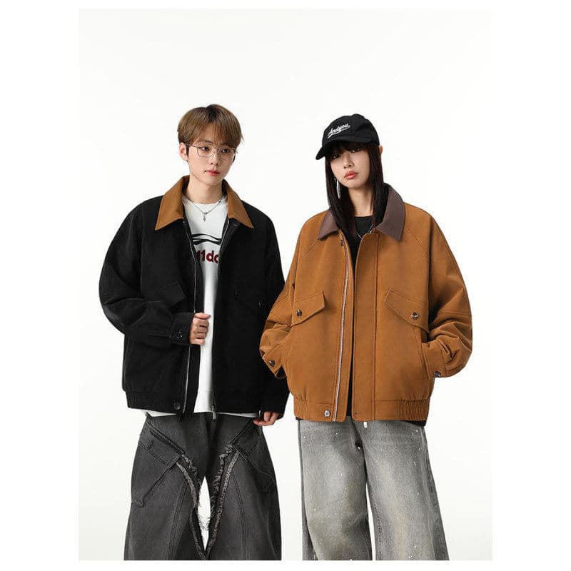 MANRE SHOW winter velvet warm leather jacket men's trendy slim American trend loose mountain carving jacket