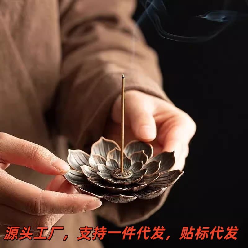 Chinese Lotus Incense Holder Base Burner Stand Decorative Accessories Premium Metal Art Craft Ornament Gift Wholesale