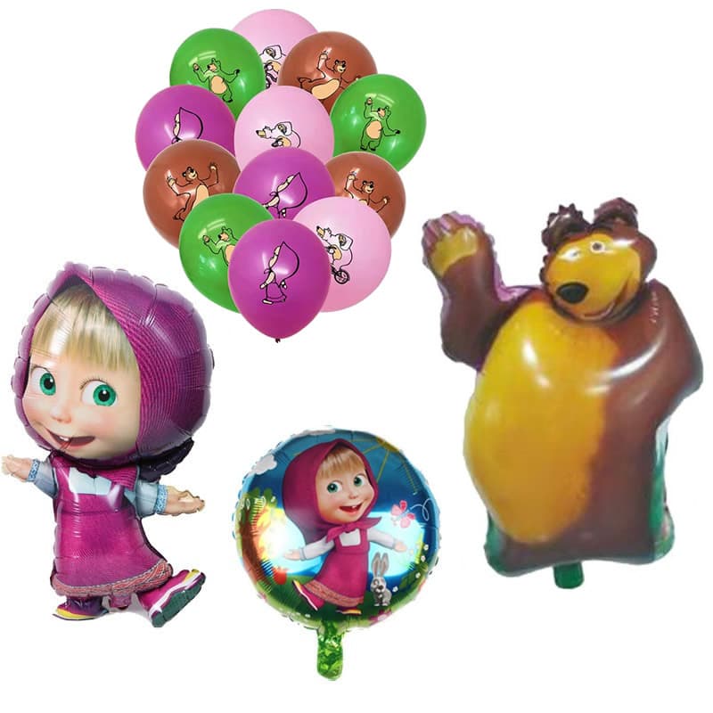 Masha Bear Cartoon Birthday Aluminum Foil Balloon Kids First Birthday Party Decoration Balloon Masha Balloon