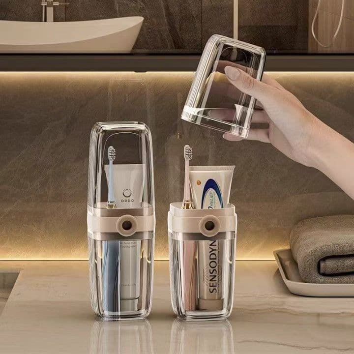 Stylish Portable Soap Box Travel Mouthwash Cup Soap Dish Set with Toothbrush Cup