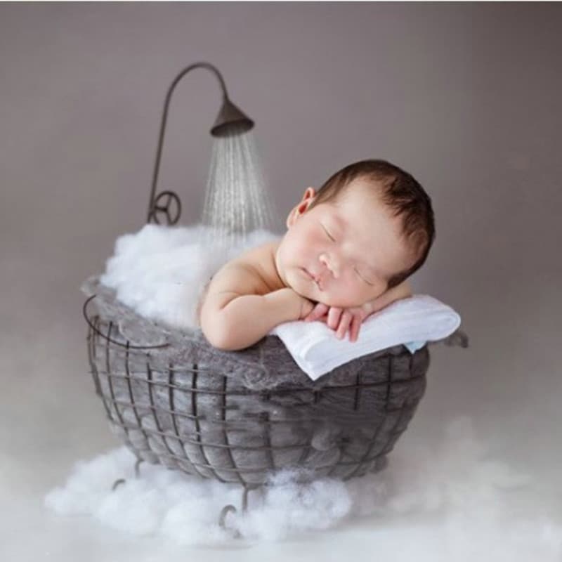 Cross-border Newborn Baby One-Month Photo Shoot Small Bathtub Prop Basket Children Photography Auxiliary Frame