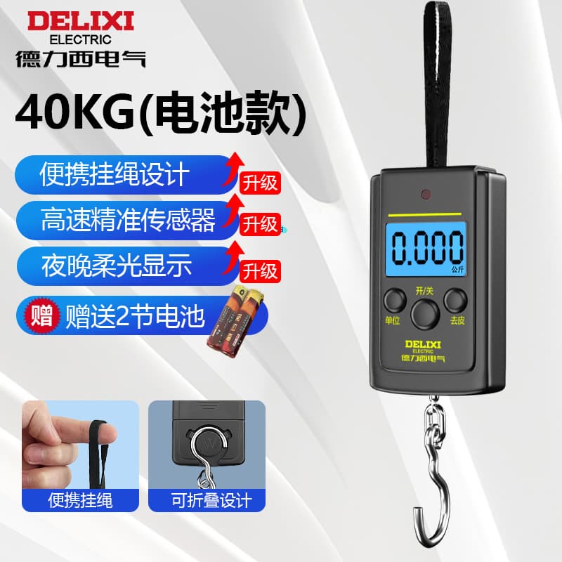 Delixi Electric Portable Electronic Scale Household Small Electronic Hanging Scale High-Precision Weighing Handheld Scale
