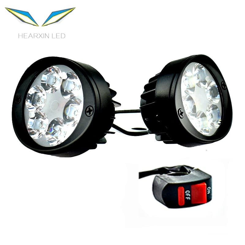 Motorcycle Modified led external spotlight 6 beads mirror lamp decorative rearview mirror headlight electric car reflector lamp