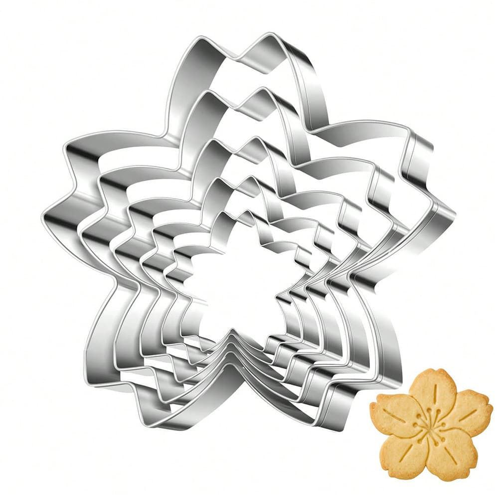Manufacturer supplies flower 5-piece set of stainless steel cookie molds, cake molds, DIY baking tools