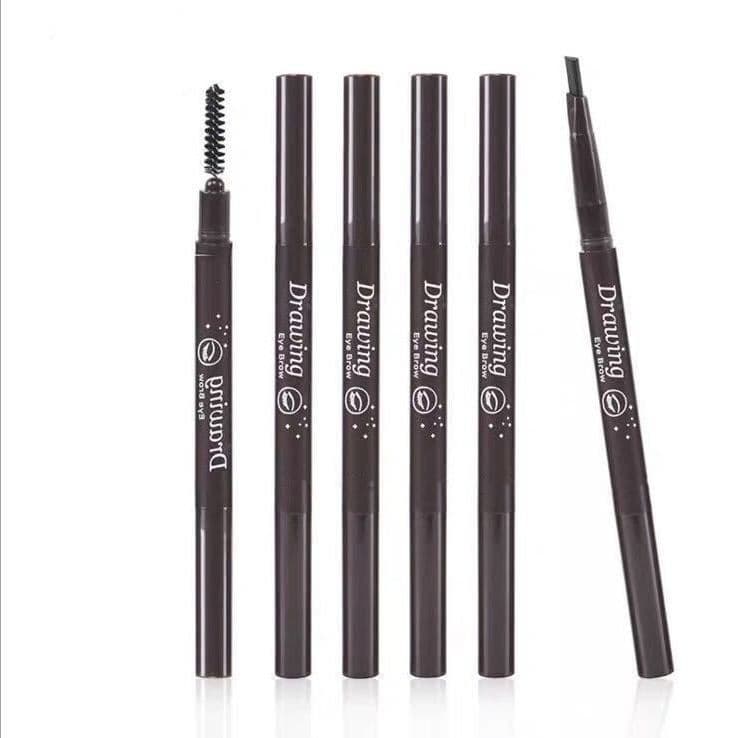 Factory Direct Dual-Ended Eyebrow Pencil, Waterproof, Sweat-Resistant, Smudge-Proof with Brush, Triangular Dual-Ended Automatic Rotating Brow Pencil