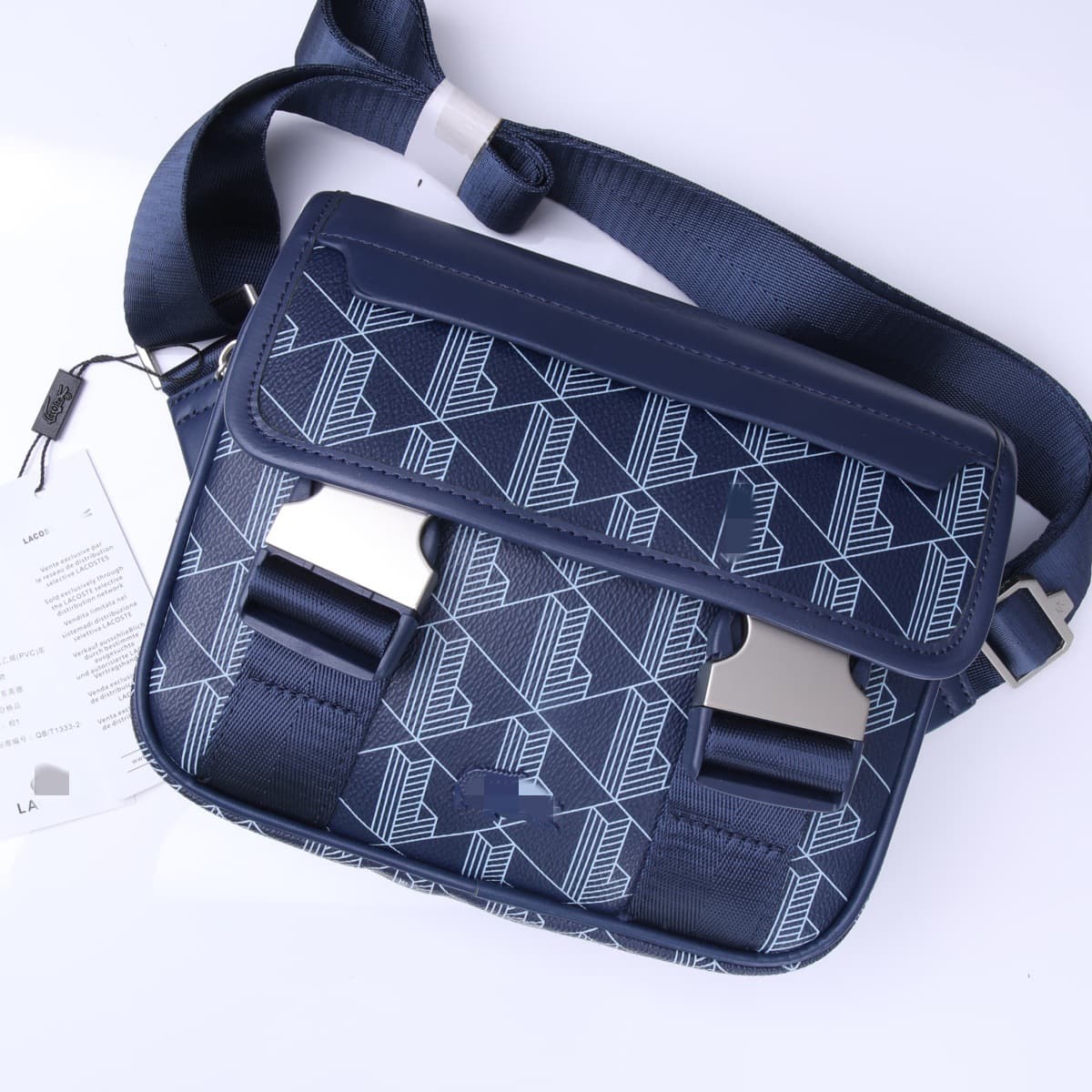 LAC French trendy brand shoulder bag printed men's crocodile O fish crossbody bag STE