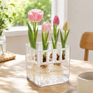 Tulip Hydroponic Container, Water Culture Green Plants, White Palm, Money Grass Hydroponic Flower Pot, Transparent Square Cylinder Hydroponic Flower Pot