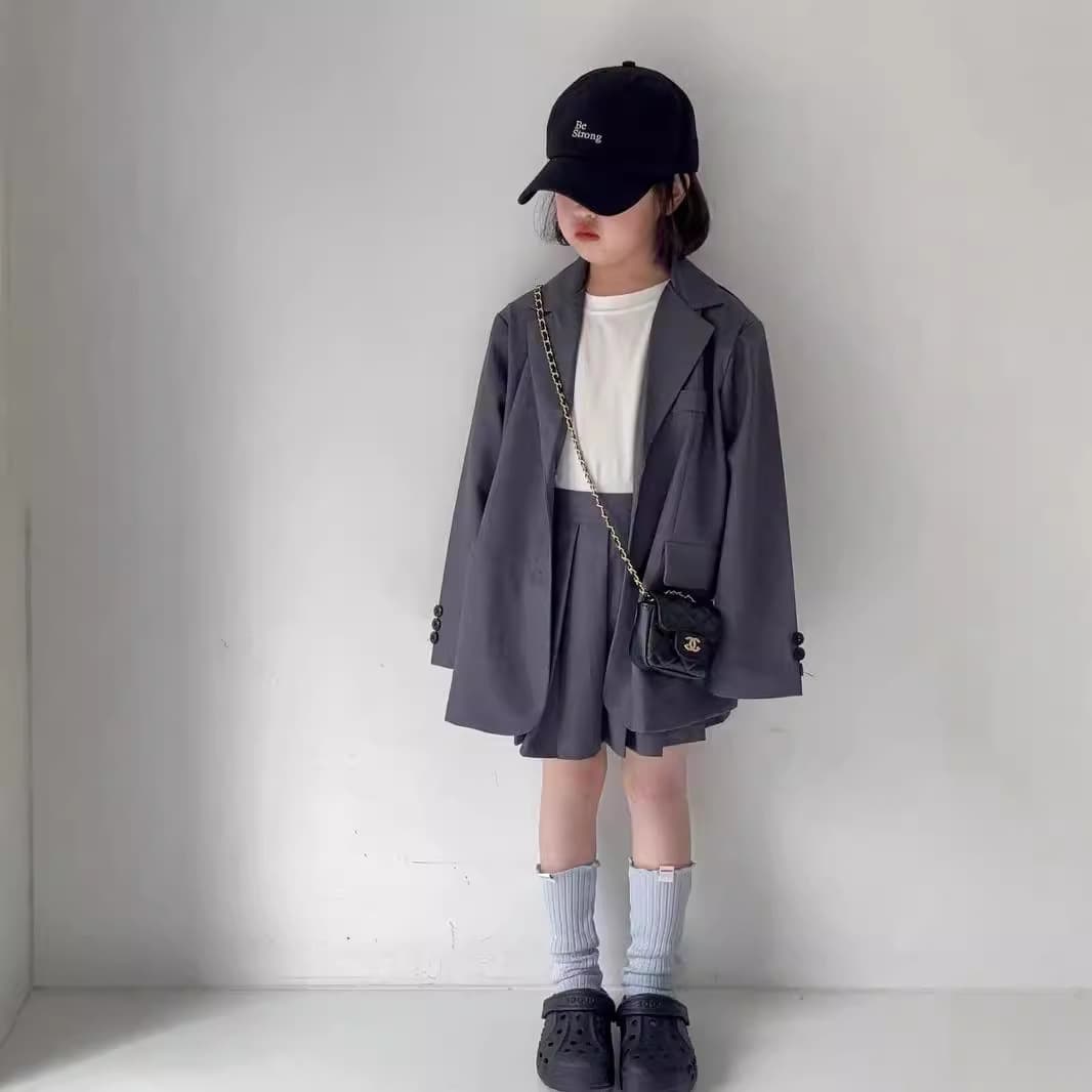 Children's Blazer Girls 2025 Autumn New Korean Style Casual Western Style Fashionable Pleated Skirts for Middle and Large Children