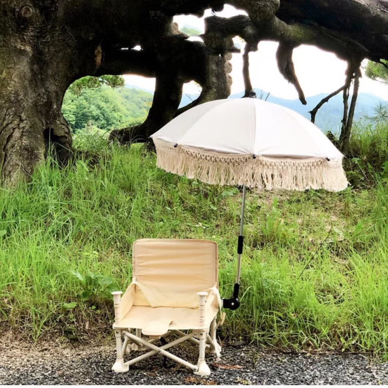 New Children's Outdoor Chair Umbrella with Tassels UV Protection Photography Prop with Clamp Chair Umbrella