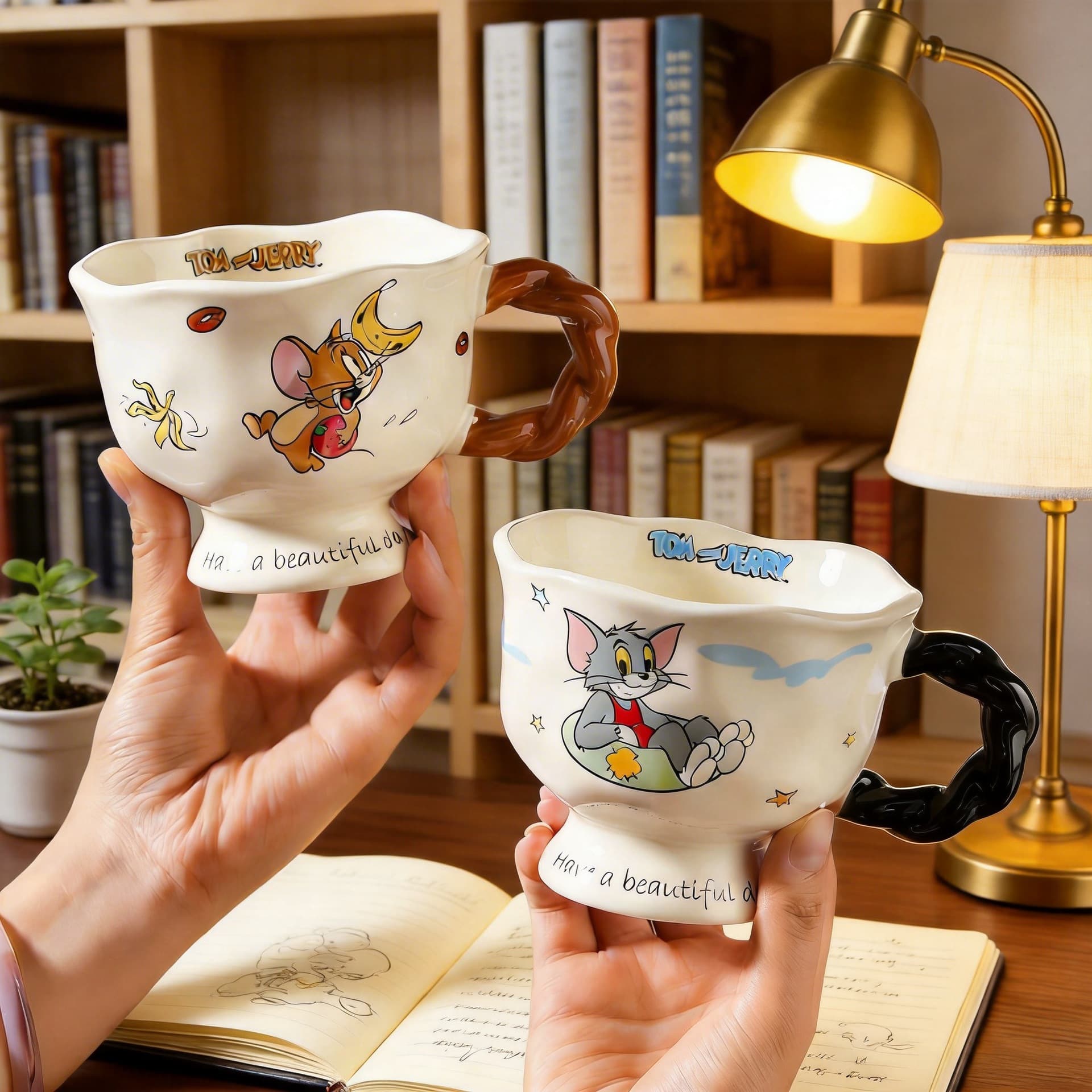 Tom and Jerry Creative Ceramic Mugs Couple Mugs Home Coffee Cups Holiday Gifts Souvenirs Wholesale