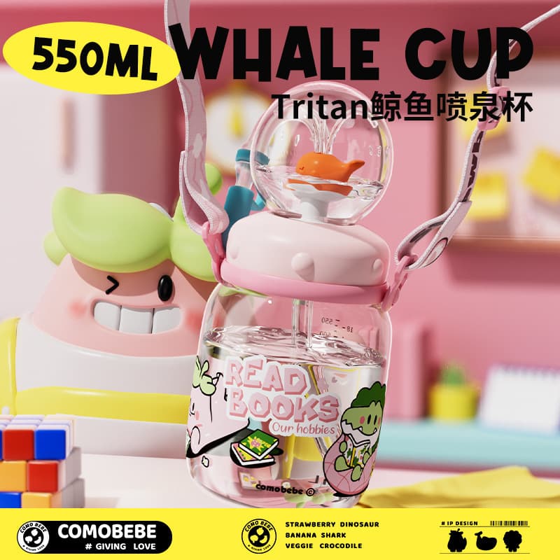 550ml Fountain Cup, Fun Water Cup, Whale Cup Baby Water Cup High Appearance