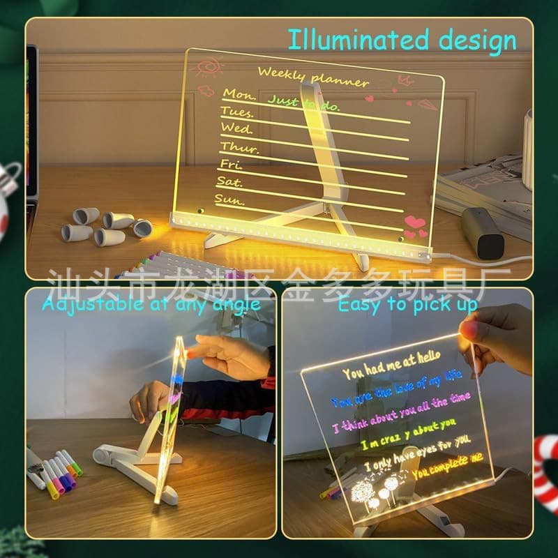 DIY Cross-Border Erasable Hand-Painted Light Picture Night Light Children's Gift Acrylic Transparent Message Board Mini Wardrobe Light