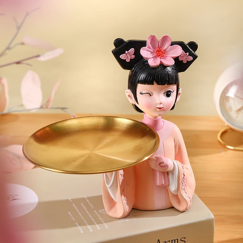Vintage Girl Tray Decor Key Holder for Entryway, Living Room, Bedroom, Wedding Gift, Handmade