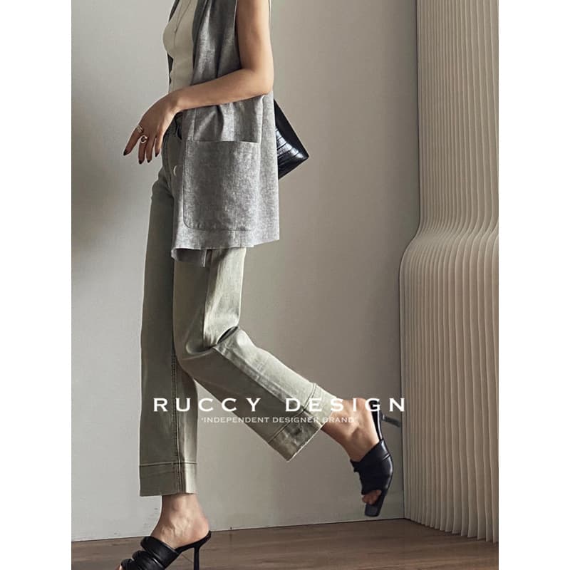 【RUCCY】2026 Spring/Summer Trendy Vintage Washed Cotton Stretch 9/10 Length Straight Leg Jeans for Women