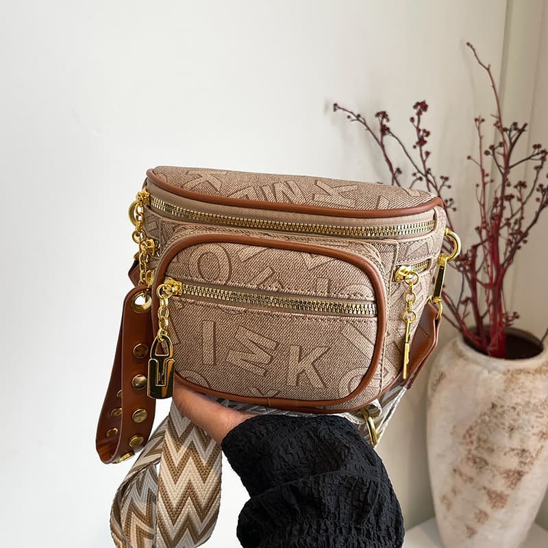 Cross-border Women's Bag 2024 New Fashion Retro Multi-layer Zipper Shoulder Crossbody Bag Premium Chest Bag Women Trendy