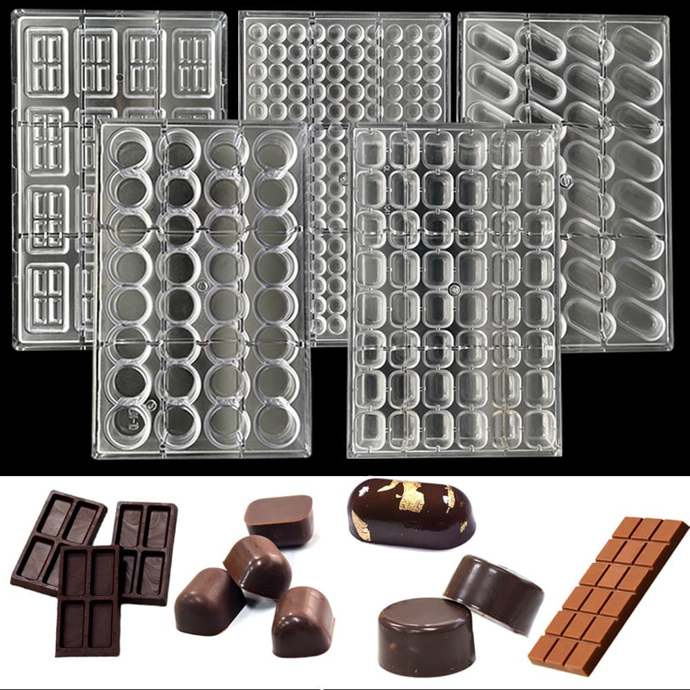PC Block Long Strip Heart Round Chocolate Bar Cake Mold Chocolate Baking Tool