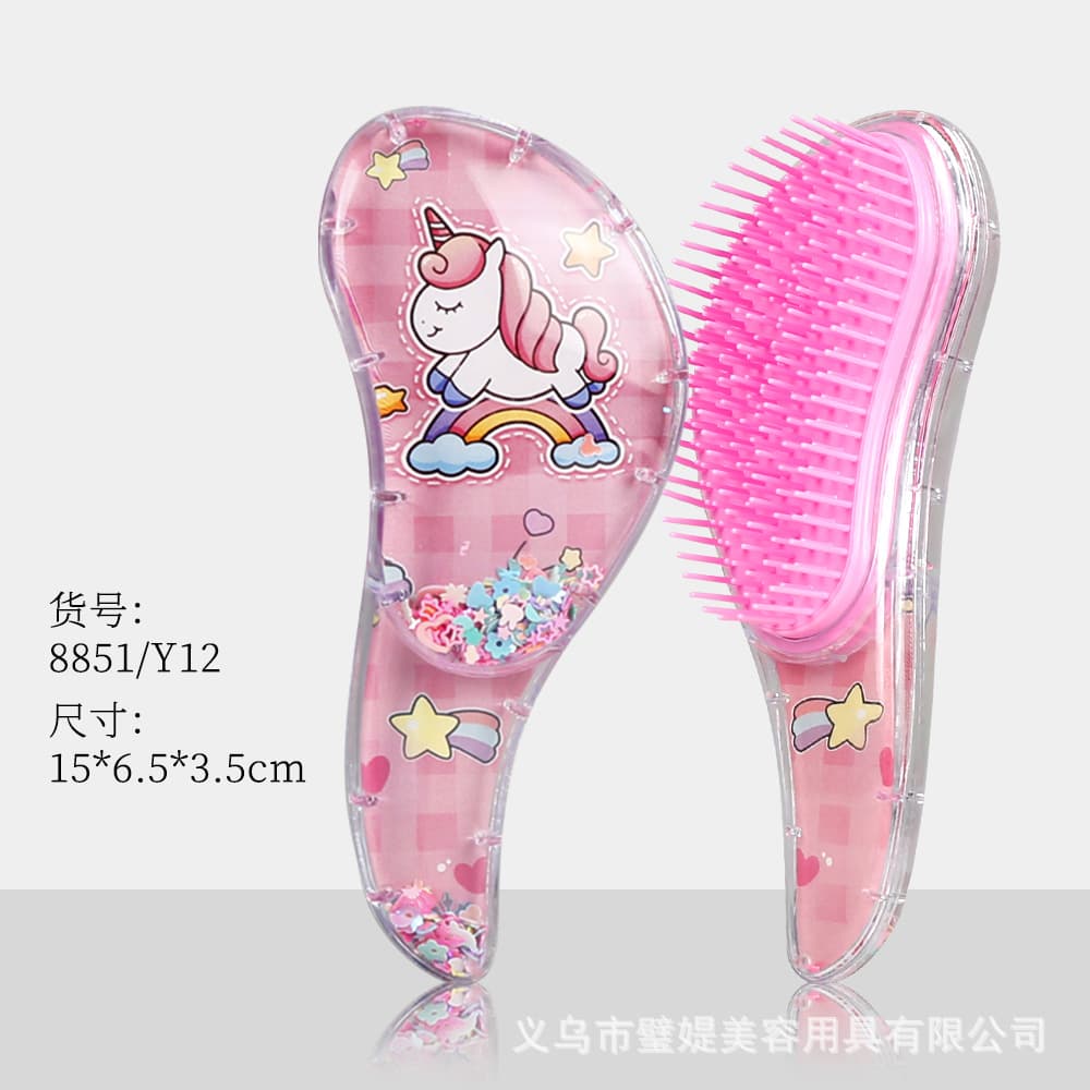 Unicorn Comb Small Cartoon Transparent Massage Comb Anti-tangle Hair Detangling Comb Cute Women's Curly Hair Comb