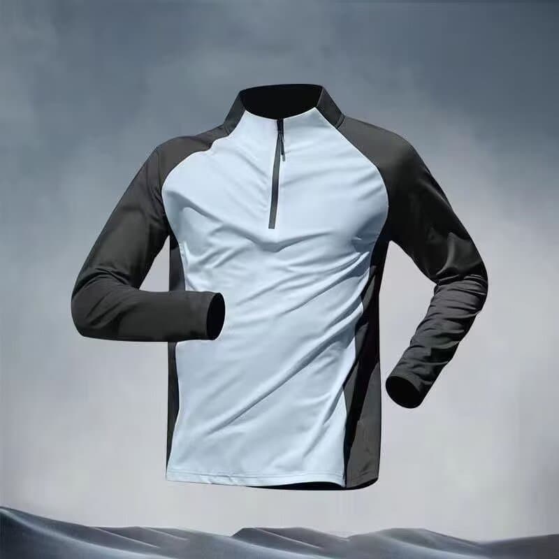 Spring and autumn thin quick-drying stand-up collar zipper long-sleeved sports student half-zip track and field sportswear for men's running fitness training