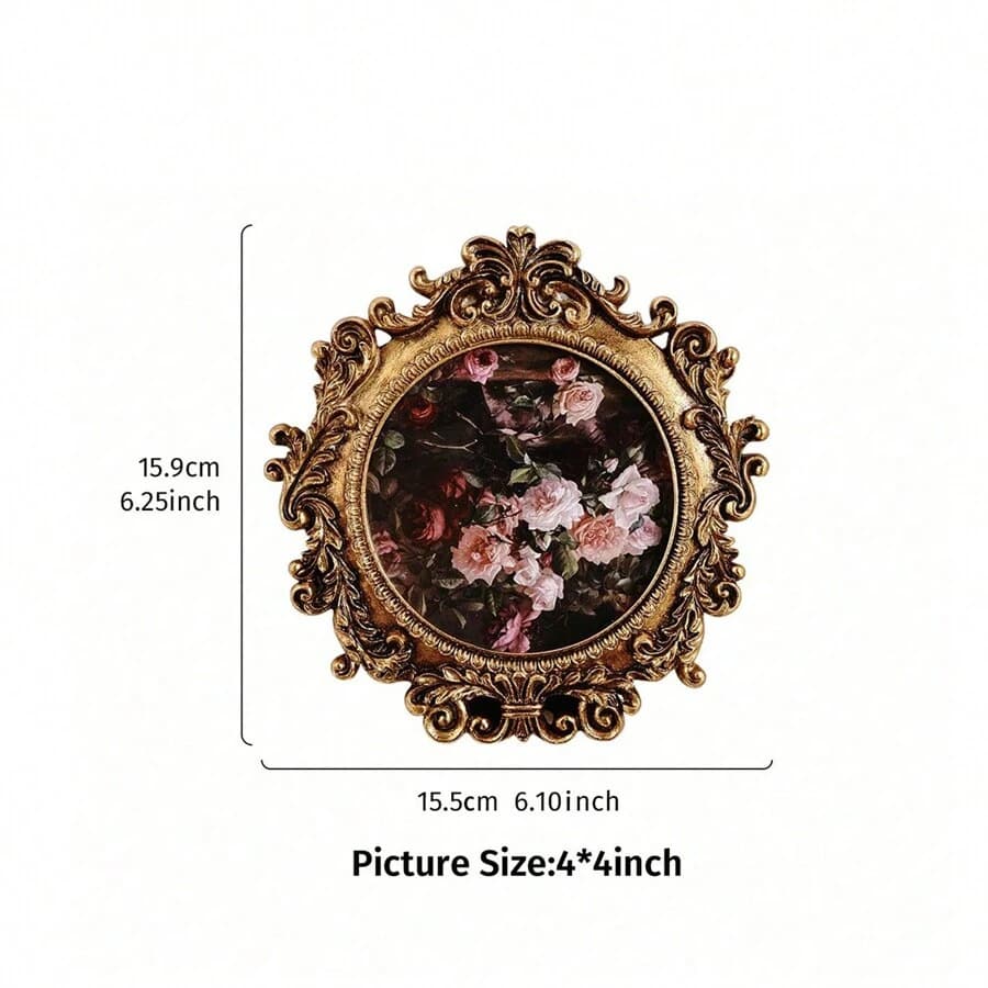 Cross-border Hot-selling European-style Light Luxury Gold Resin Photo Frame Tabletop Round Square Home Decor Craft Desktop Ornament