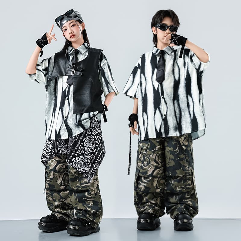 Hip Hop Kids Dance Costume Set, Boys Hip Hop Performance Outfit, Cool and Stylish, Girls Dance Wear