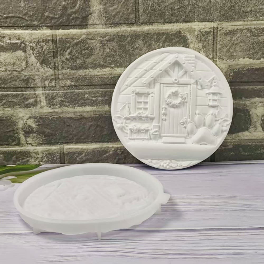 S2056 Wooden house semi-dimensional wall hanging decorative cement plaster mold DIY silicone mold