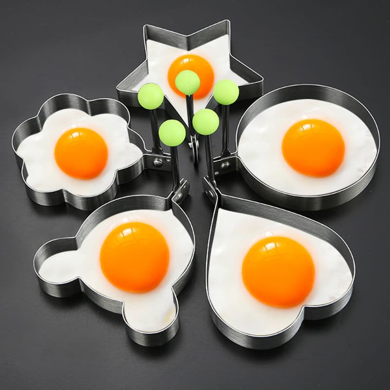 Creative Stainless Steel Egg Frying Pan, Heart-Shaped Egg Mold, Heart Model Egg Ring for Frying and Steaming Poached Eggs