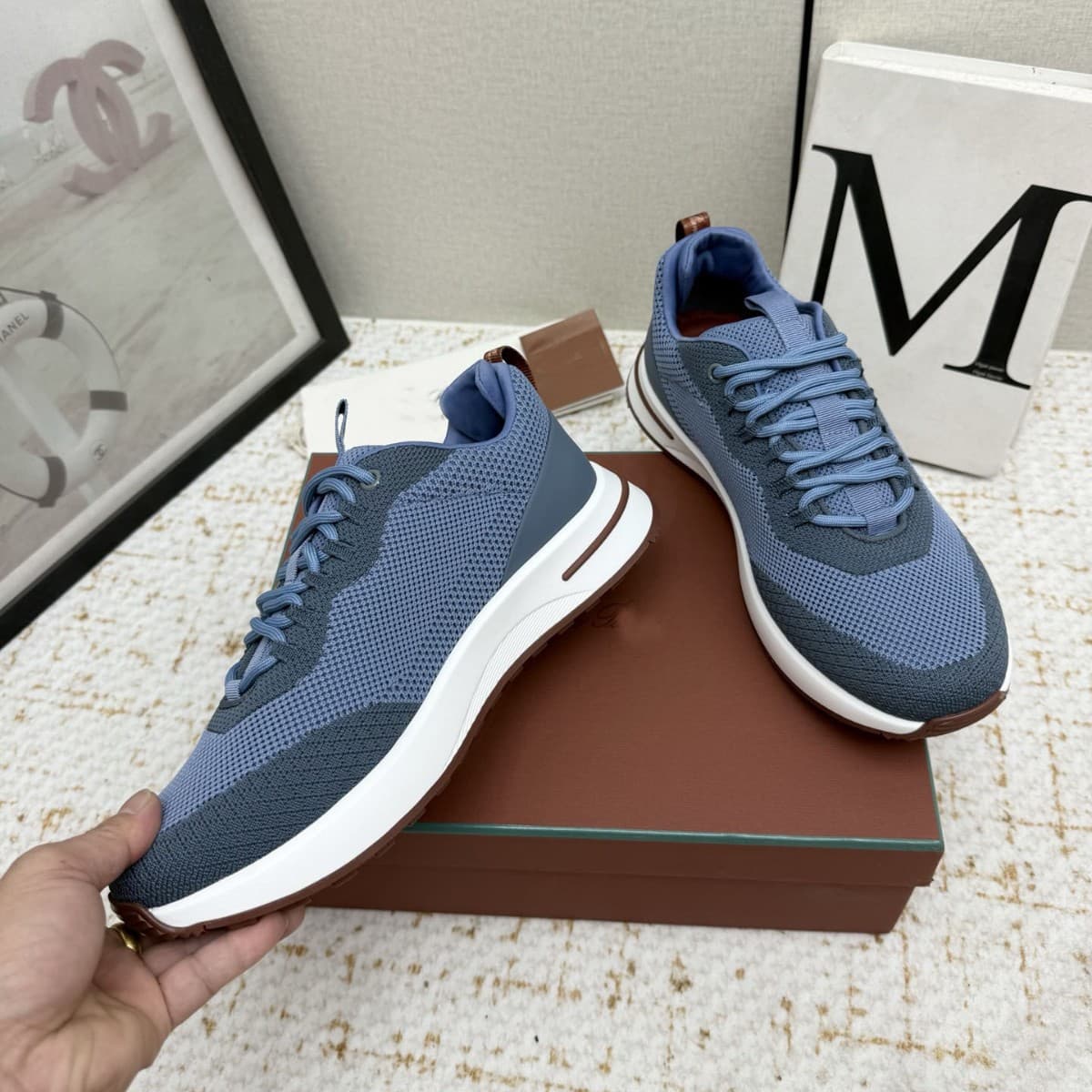 High-end European and American 2026 New Men's Knitted Mesh Breathable Color-Block Lace-Up Comfortable Versatile Casual Shoes and Sneakers