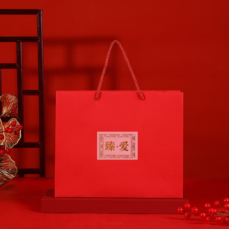 In Stock Premium Gift Bag, Large Red Souvenir Bag with Handles, Chinese Wedding Style Large Candy Bag