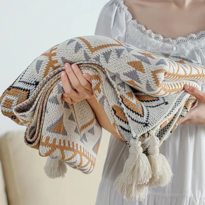 Navajo sun blanket thickened knit bohemian office nap air conditioning blanket sofa blanket baby blanket
