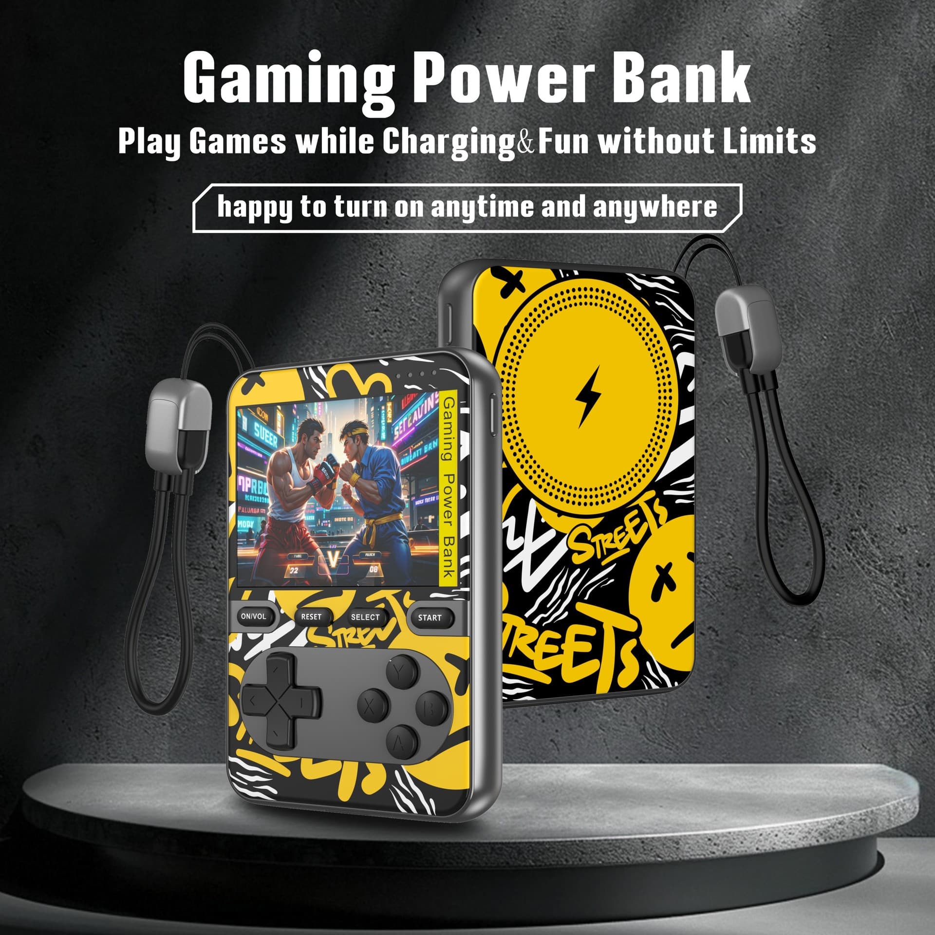 2-in-1 wireless magnetic portable power bank for retro game consoles, 5000mAh capacity.