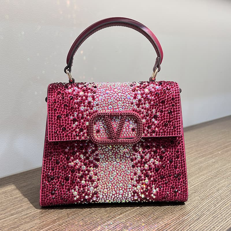 2025 New Rhinestone Handbag Women's Crystal-Embellished Trendy Small Square Bag Single Shoulder Bag Same Style as Internet Celebrity