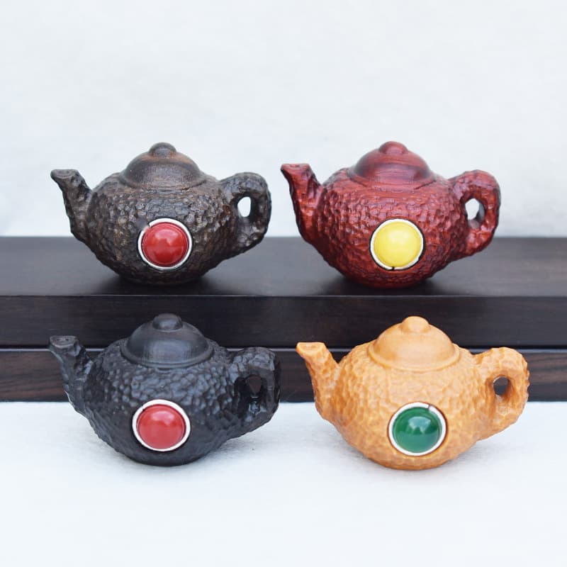 Pot handle rosewood ebony pendant mobile phone chain car pendant key chain hammer pattern inlaid teapot accessories