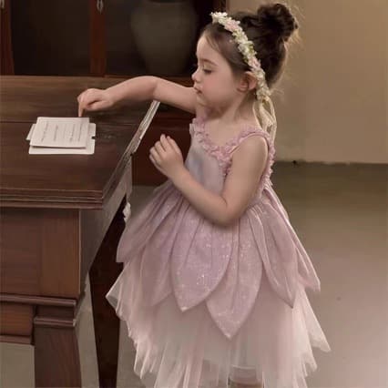 Girls Korean-Style Vest Dress 2025 Spring New Children's Fashionable Pink Dress Toddler Spring Suspenders Dress