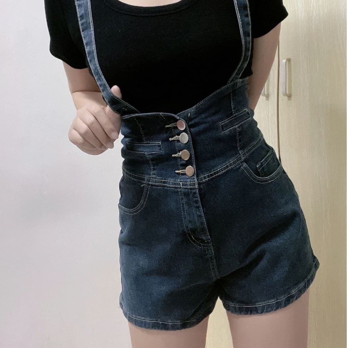 American Retro Hot Girl Denim Overall Shorts Women Summer New Slimming High Waist Streetwear Versatile Hot Pants
