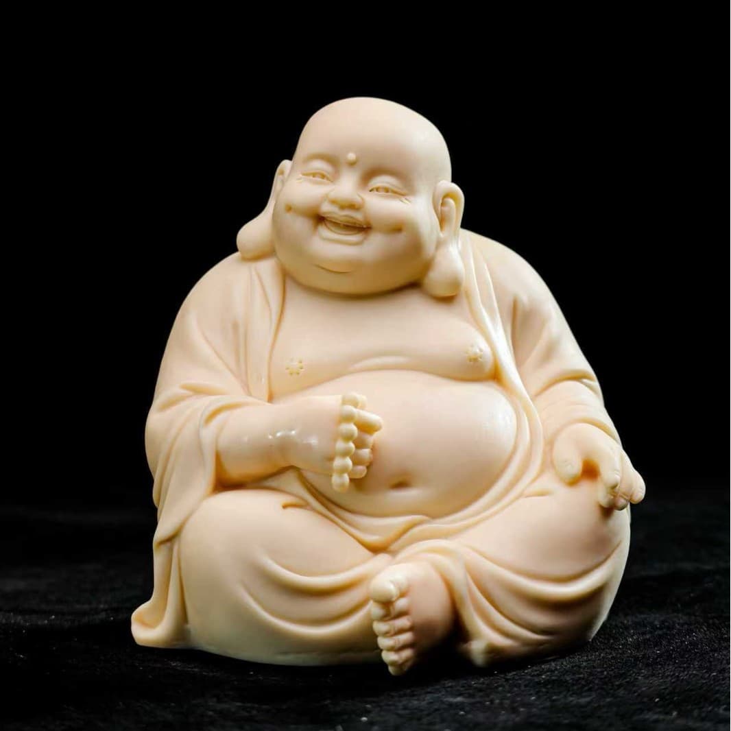 Ivory fruit carving, beads, big belly Maitreya 13*12.5*10.5cm Zen living room desktop crafts ornaments