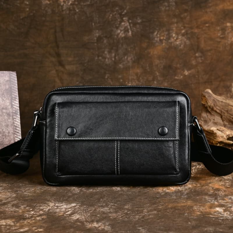 Fashion Genuine Leather Men's Bag, Multifunctional Top-Layer Cowhide Men's Bag, Trendy Crossbody Bag, Men's Shoulder Bag, Versatile