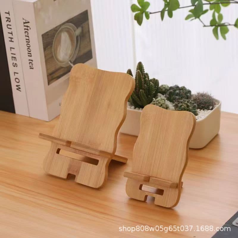 Wooden mobile phone stand desktop live broadcast chasing drama lazy home mobile phone tablet detachable stand solid wood base