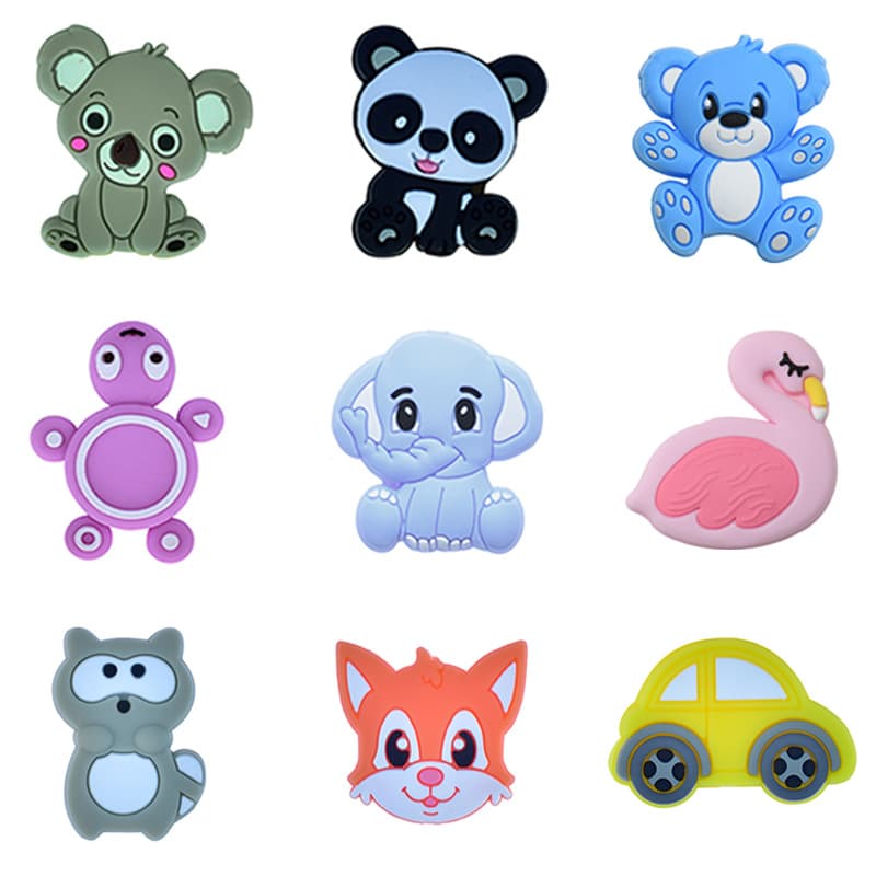 Carefully Selected Cross-Border Silicone New Animal Beads Cartoon Teether Accessories Baby Food Grade Silicone Beads Manufacturer Wholesale
