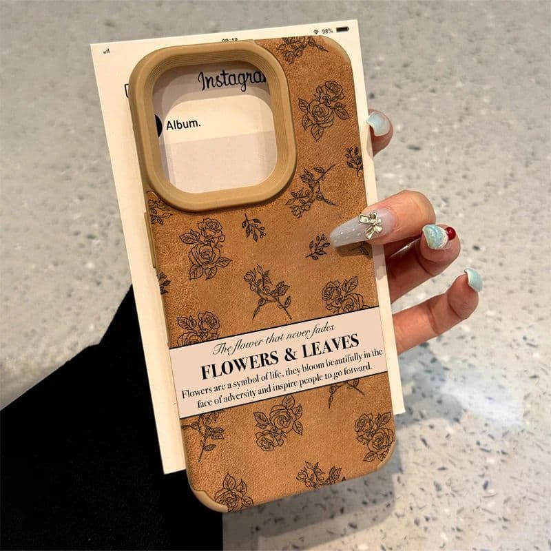 Full-screen Camellia Flower Case Compatible with iPhone 16 Pro Max, iPhone 15 Luxury Soft Case 14, Suede 13, 12