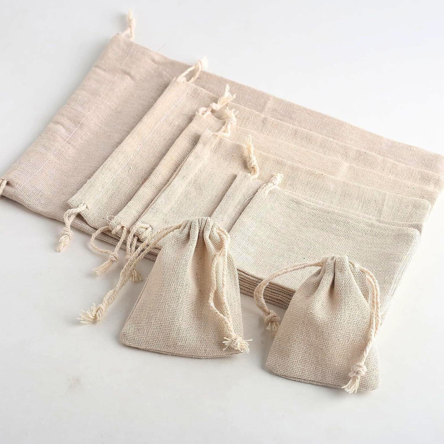 Natural cotton and linen fabric bag, breathable small cloth bag, jewelry bag, bracelet storage bag. Customizable logo and printable cloth bag available.