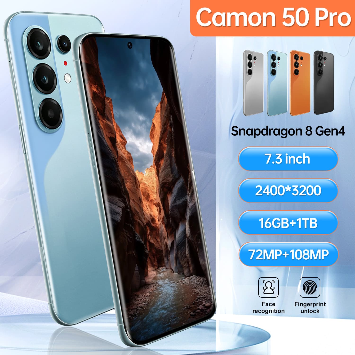 Cross-border new Camon 50 Pro Android 7.3-inch large screen smart 5G mobile phone 16+1T source factory foreign trade