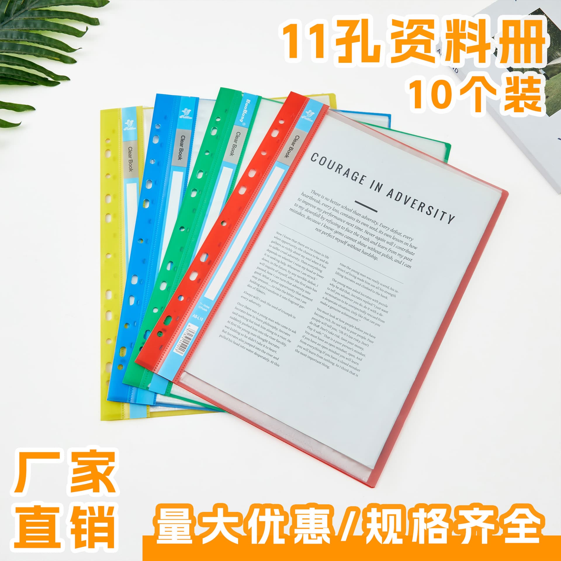 11-hole transparent folder, A4 size, insert type, loose-leaf waterproof document folder, exam paper, picture book, file bag, storage booklet