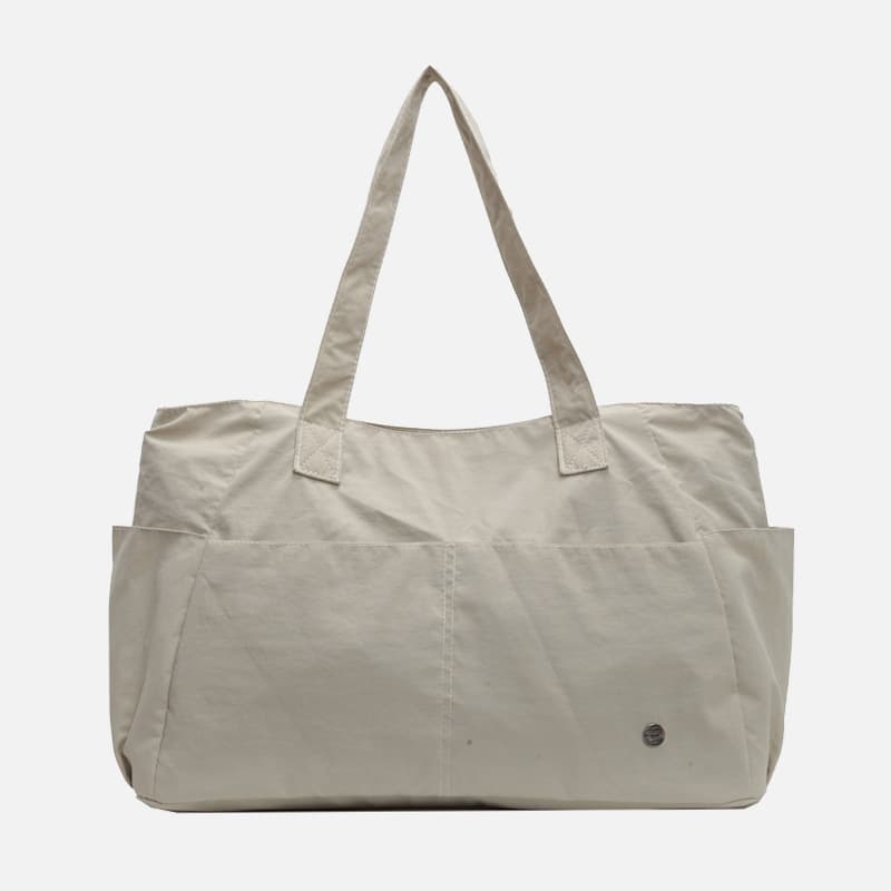 Minimalist Solid Color Nylon Bag Lightweight Large Tote Bag for Female Students Class Shoulder Bag Commuter Handbag Waterproof