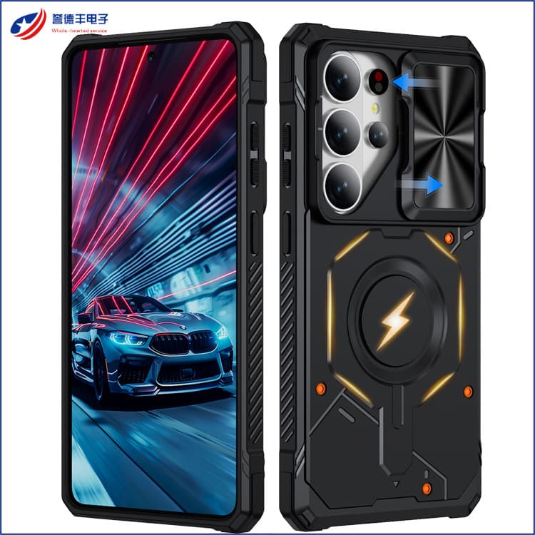 In Stock New Mecha Magnetic Phone Case for Samsung S26 Ultra, Strong Magnetic Sliding Window Wireless Charging CASE