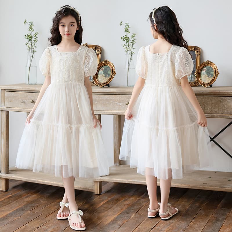 Children's Girls Mesh Dress Summer Lace Princess Dress 2024 New Children's Little Girl Stylish dress